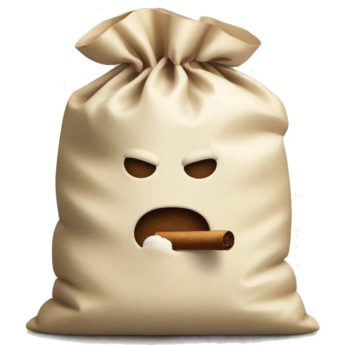 a bag of flour smokes a cigar emoji