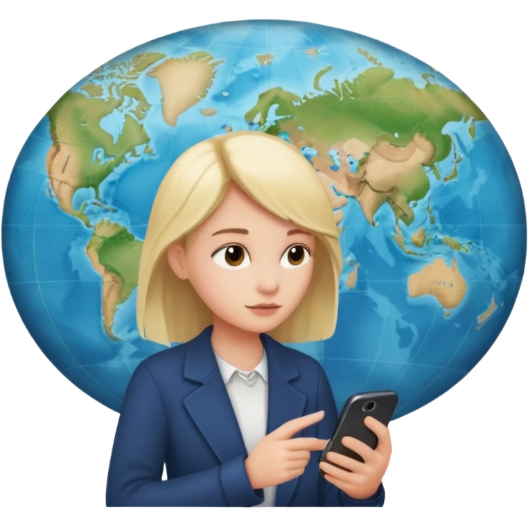 bola del mundo internet y una cara en medio mirando un movil emoji