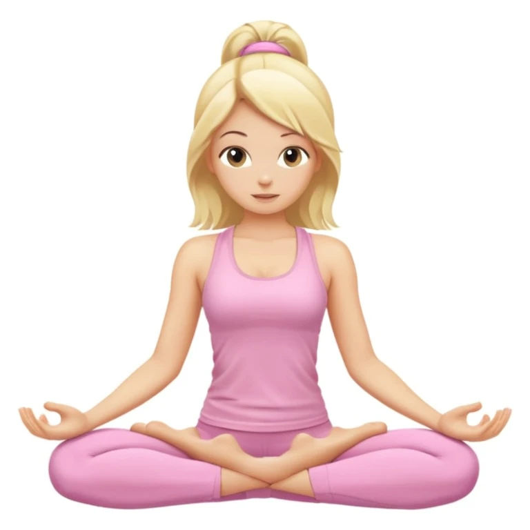 blonde yoga girl light pink clothes n emoji