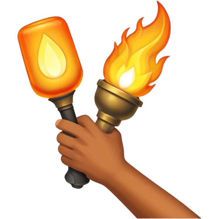 An arm holding a torch flame emoji