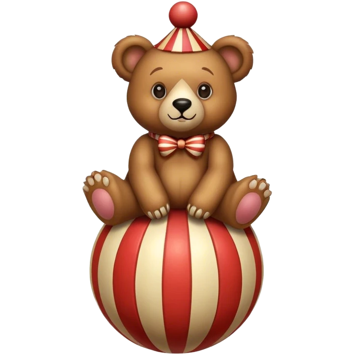 Vintage circus bear on striped ball emoji