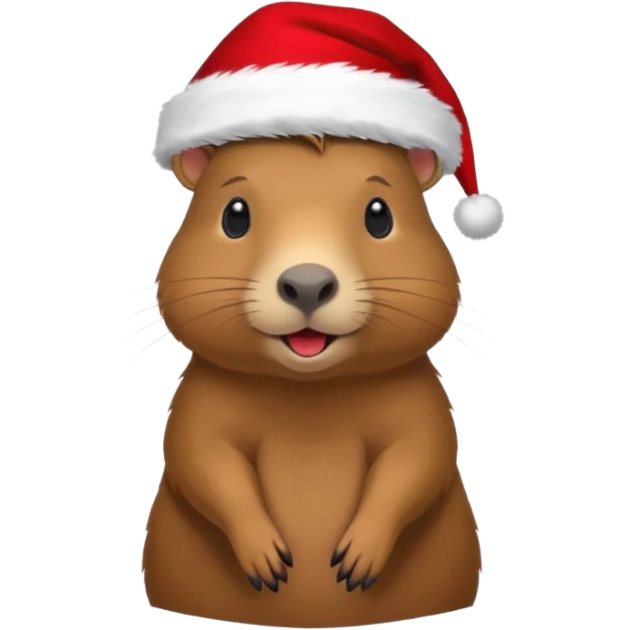 Capybara con gorrito de navidad con un montón de poses para paquete de sticker de WhatsApp que hablen peor ejemplo hola o algo asi emoji