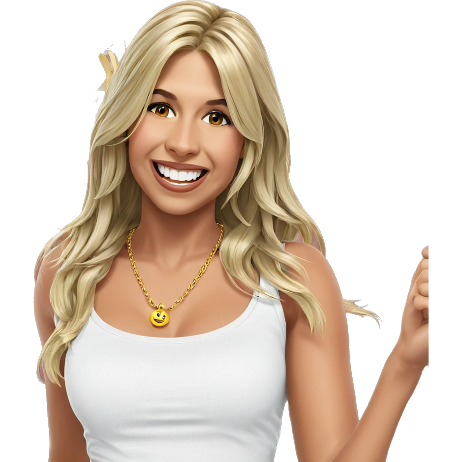 blonde girl with necklace smile emoji