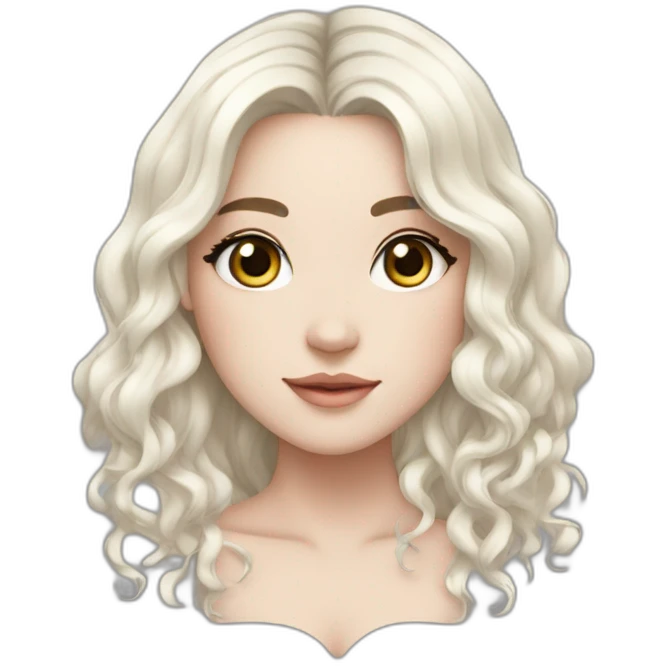 Beautiful girl,Black hair,wavy hair，long hair,White skin,oval face,big eyes,Blackeyes,Chinese emoji