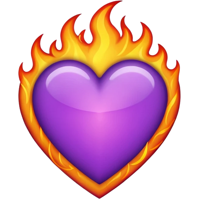 Coração roxo com chamas emoji