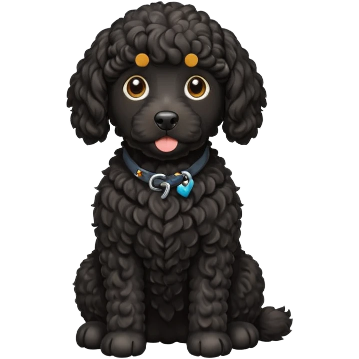 black cockapoo dog sitting emoji