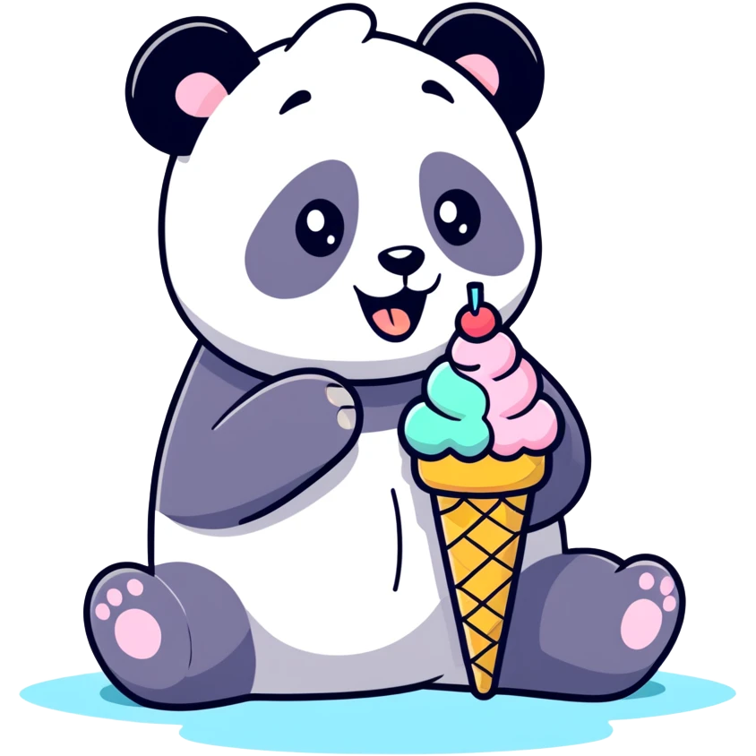 Panda eating ice cream emoji