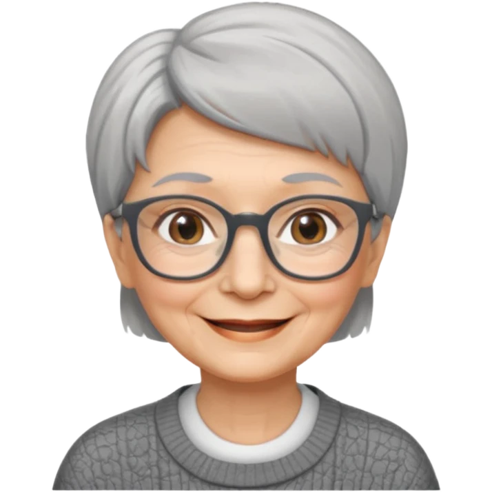 Old woman square glasses short gray straight hair emoji