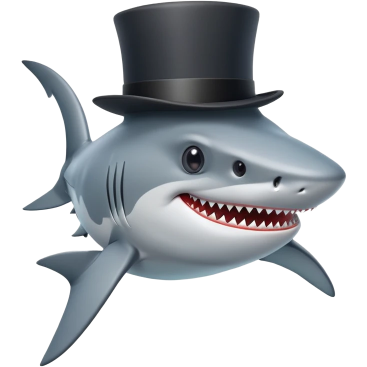 Shark with a top hat emoji