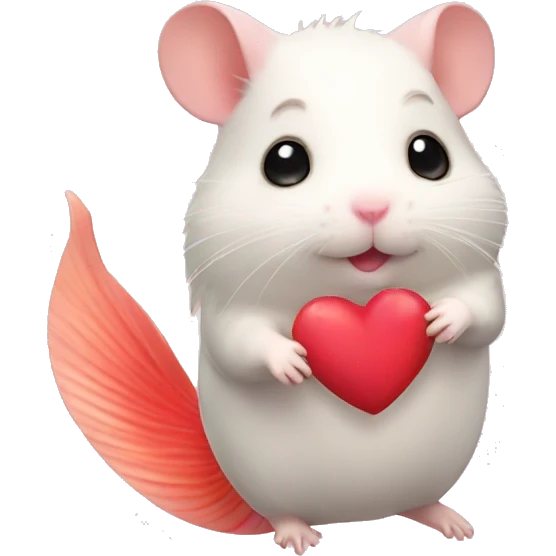 hamster with heart with mermaid tail emoji
