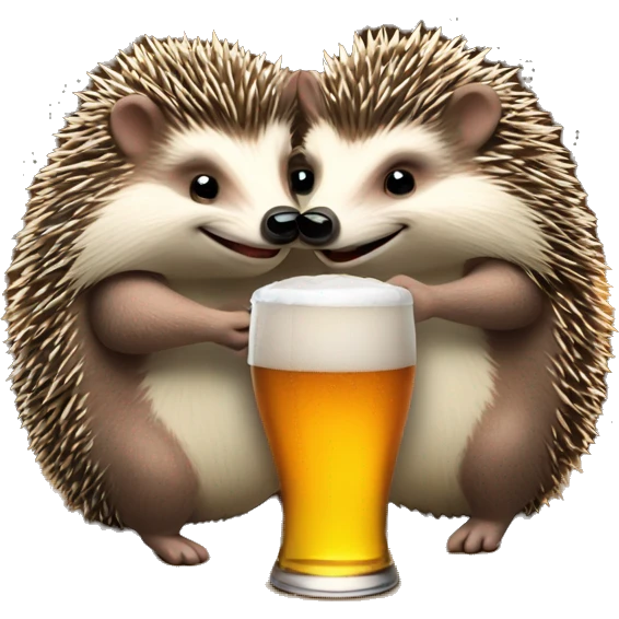 two hedgehogs in love drinking beer emoji