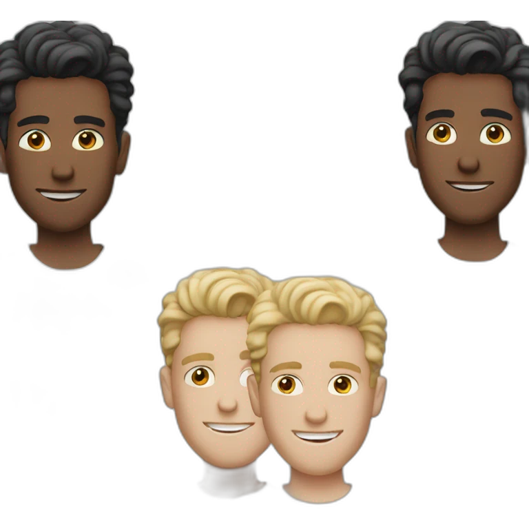 3 white young men emoji