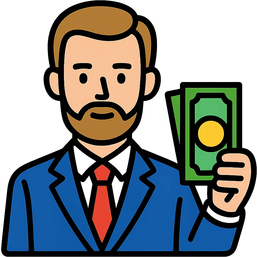 Nikolai Astrup, Norwegian politician, holding a pack of money in his hand emoji