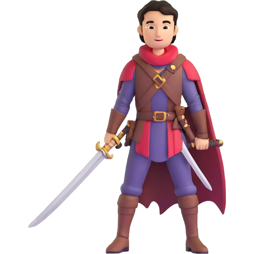 heroic adventurer with sword emoji