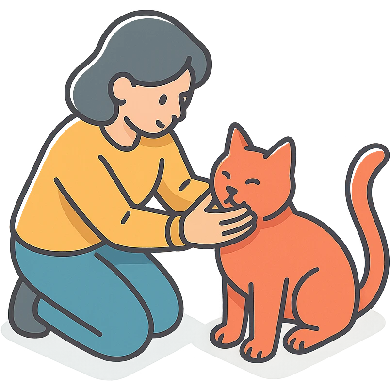 женщина проверяет кошку, чтобы она была здорова и счастлива emoji