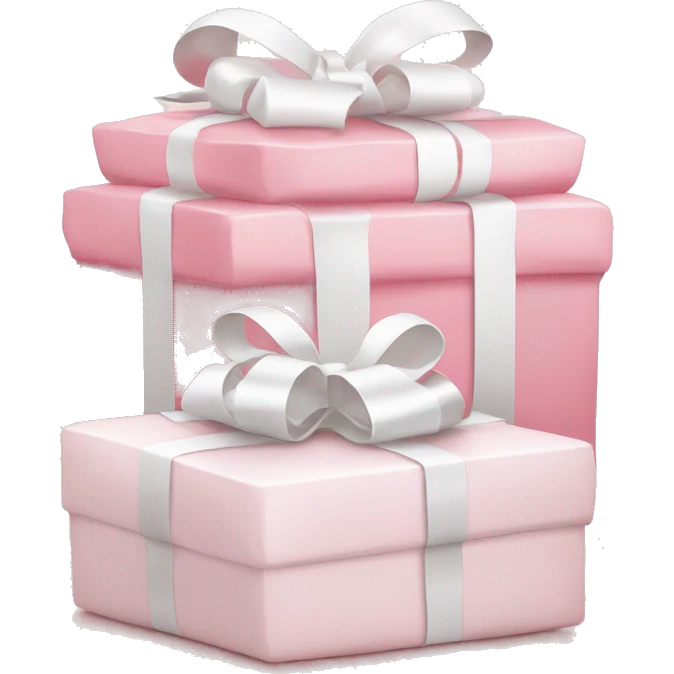 Light pink Christmas gifts under a white Christmas tree  emoji