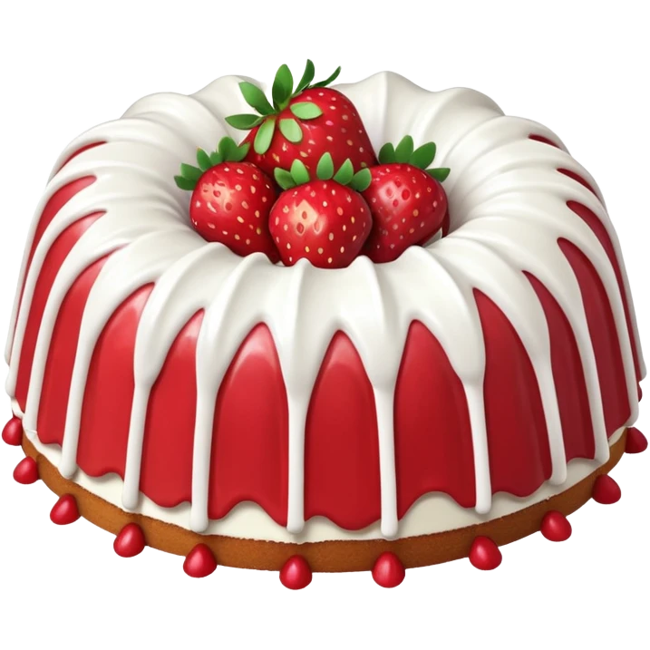 Strawberry flavored Bundt cake with white icing  emoji