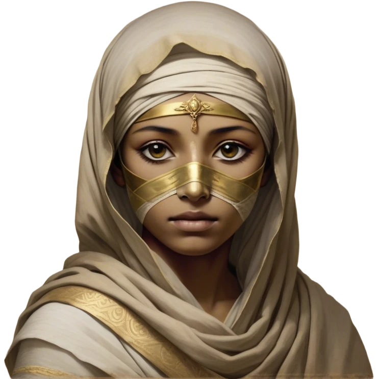 Regal and timeless, fully wrapped in meticulously aged bandages, even its face veiled in layers of ancient cloth with only faint glimpses of deep, solemn eyes peering through, adorned with faded gold accents, exuding an air of forgotten majesty and solemn duty, highly detailed, softly glowing, evoking the dignified mystery of an eternal guardian watching over lost secrets! emoji