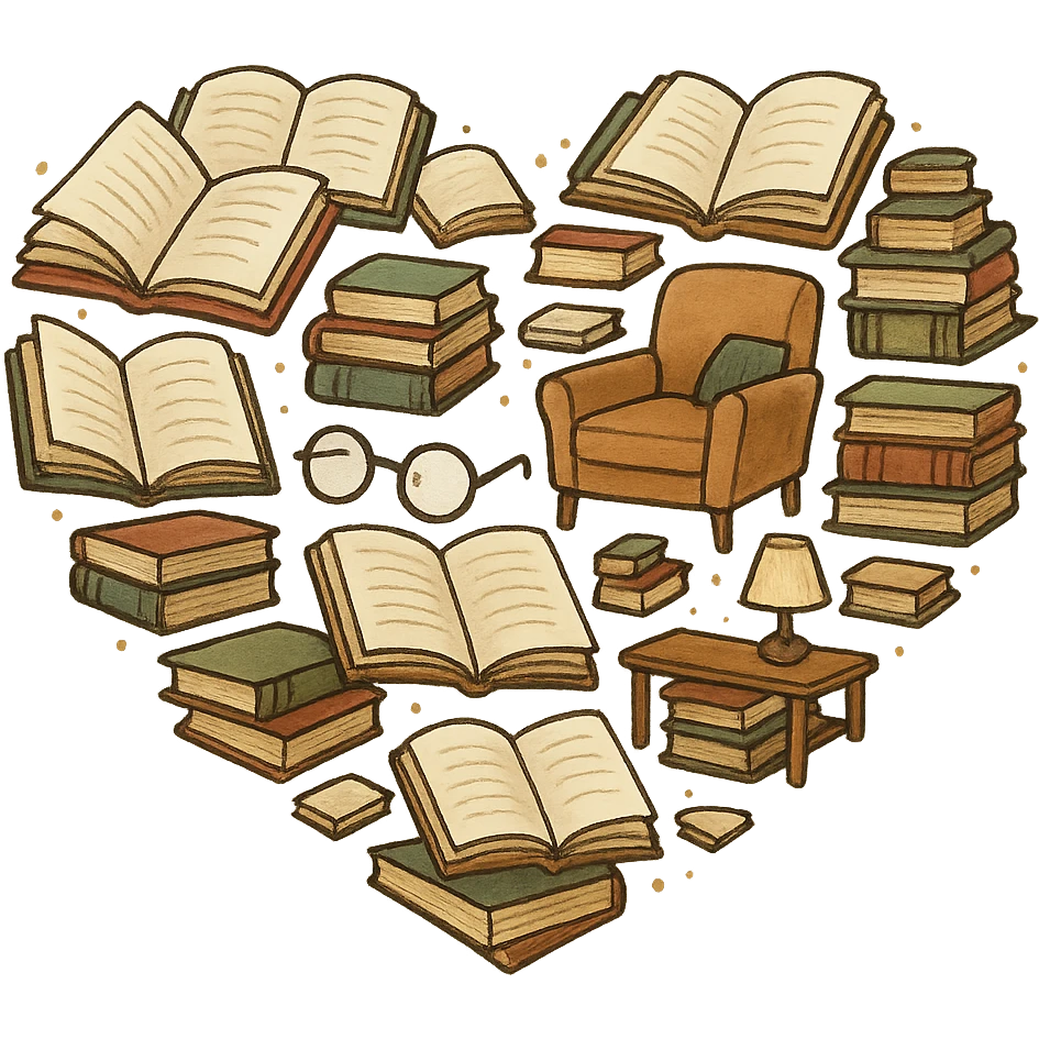 heart with a reading and books theme emoji
