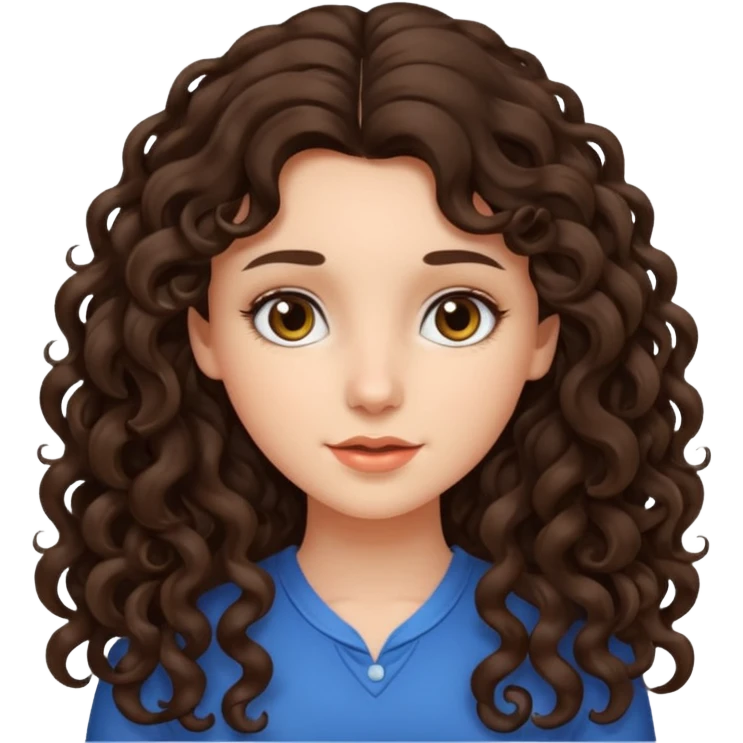A brunette girl with long curly hair emoji