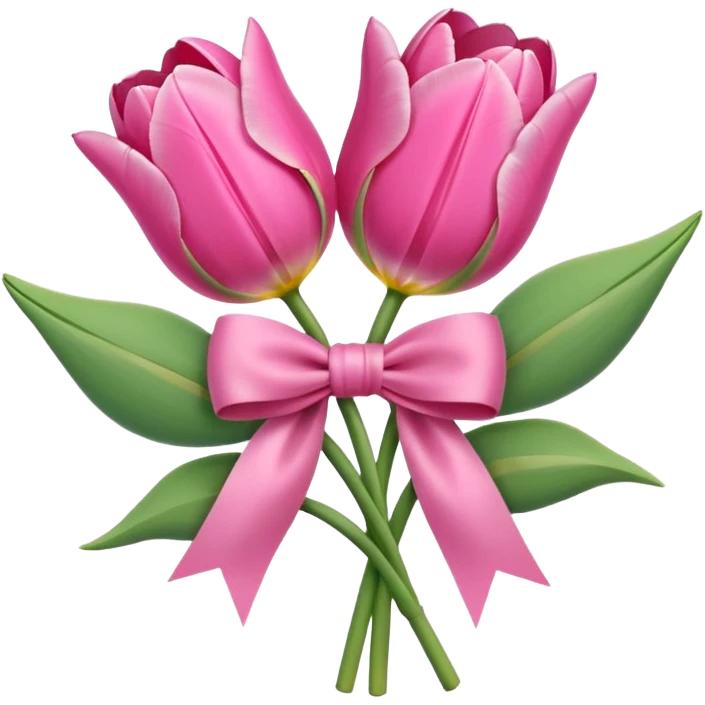 Pink tulips with a bow emoji
