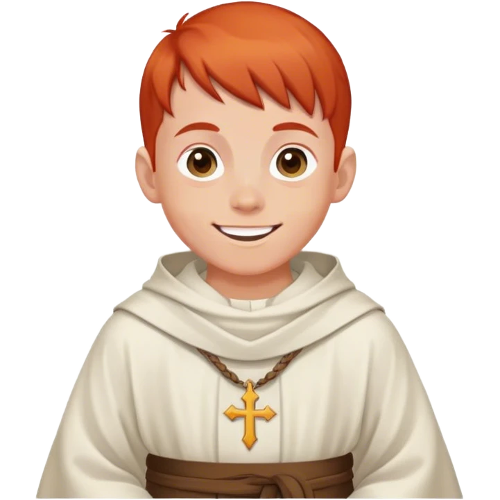 happy boy whit red hair in Carthusian monk's robe emoji