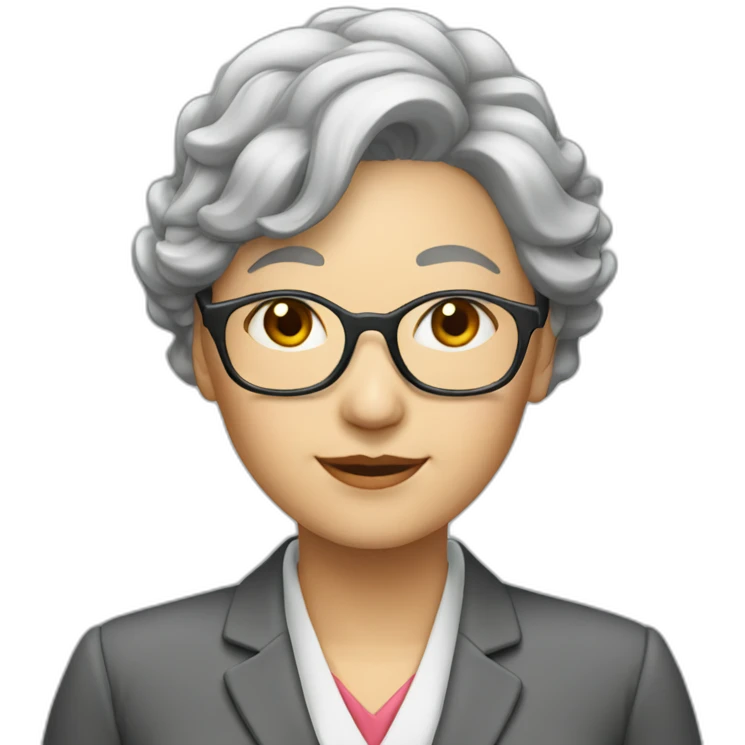 Chinese lady grey hair as school principal emoji