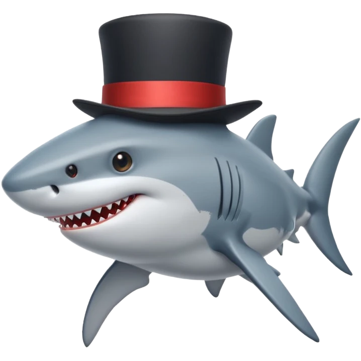 Shark with a top hat emoji