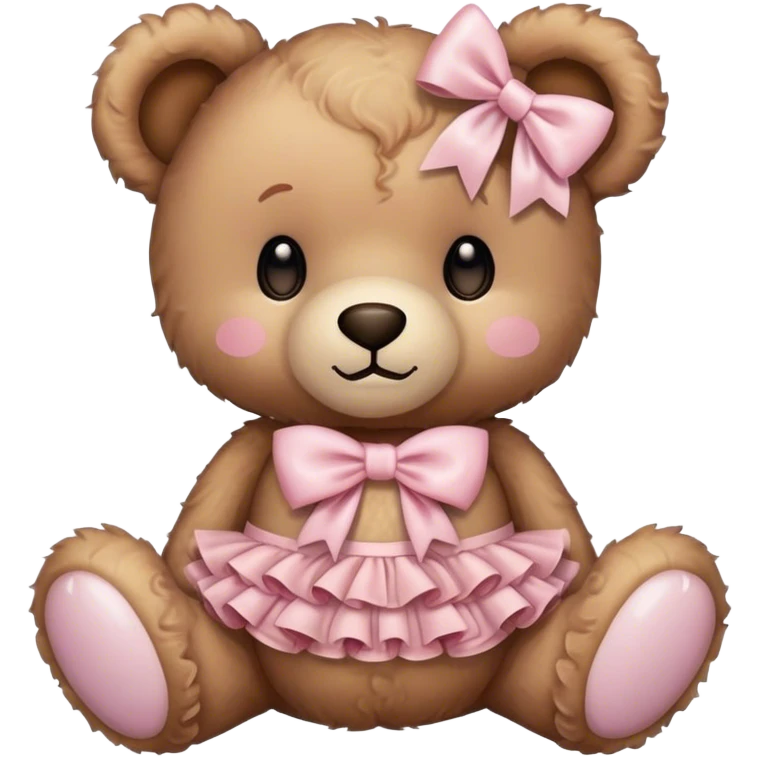 teddy bear with light pink bow and ruffes emoji