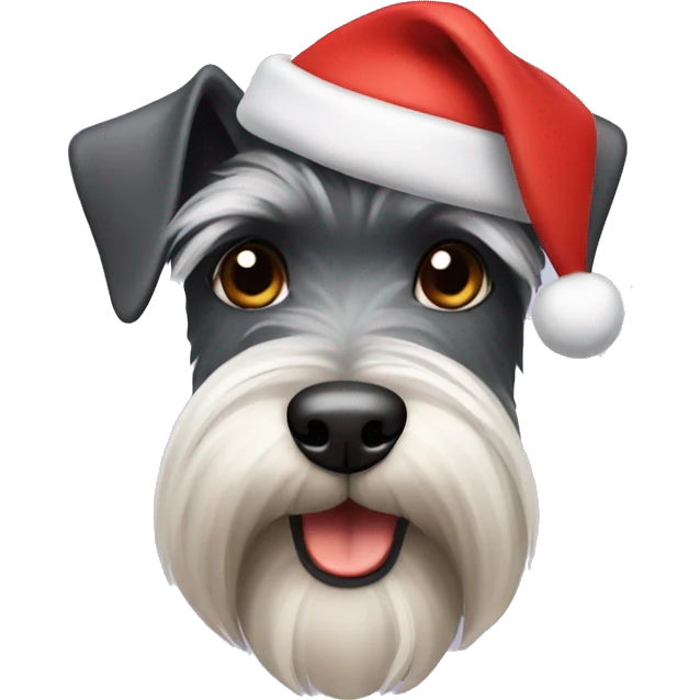 schnauzer wearing a christmas hat emoji