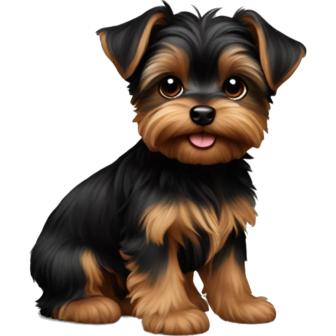 small black and brown yorkie puppy emoji