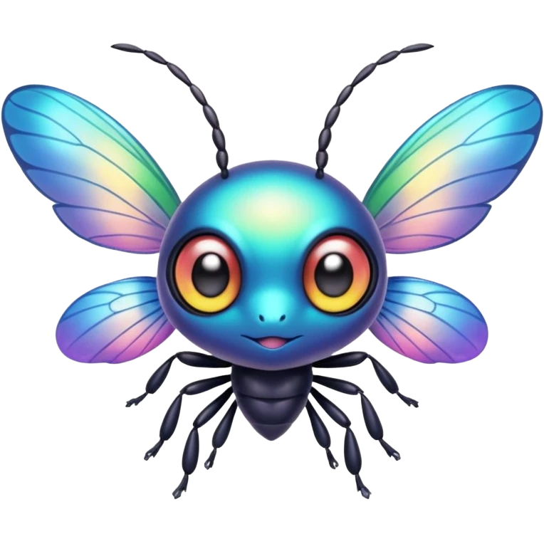 Elemental animesque cute chibi bug-flying-type magical colorful exotic animesque Pokémon-Fakémon-animal-creature with big adorable anime eyes emoji