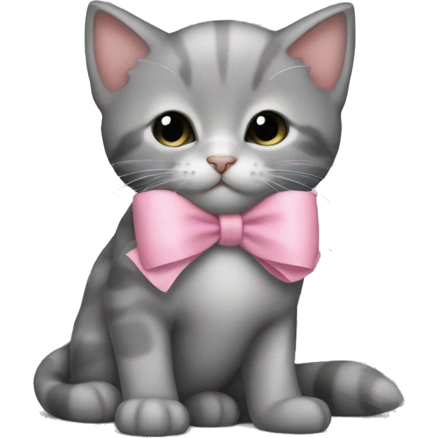 gray kitten pink bow sleeping emoji