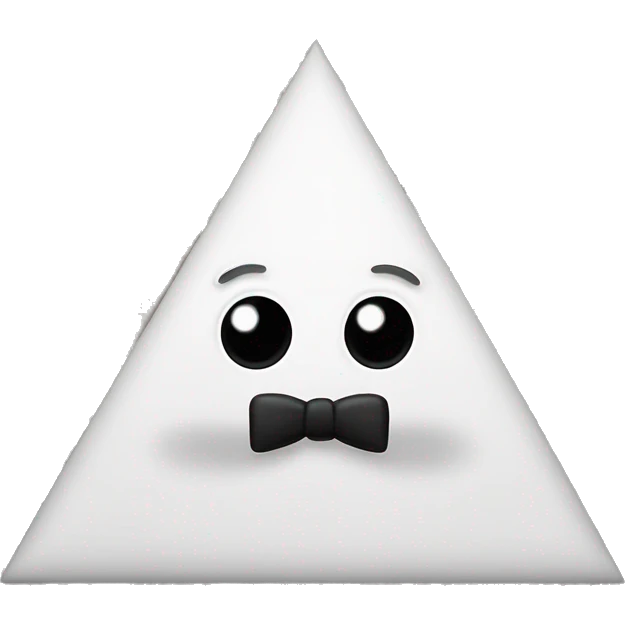 Triangle with black legs, black arms with 4 fingers (sharp), one eye, three eyelashes, bow tie emoji