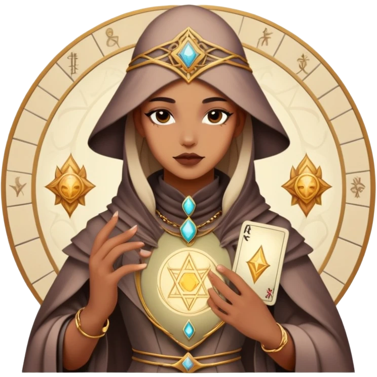Spiritual tarot card with fashion elements, personal style oracle, mystical wardrobe symbol emoji