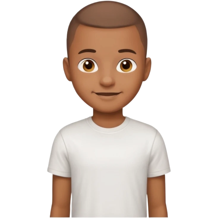 boy with Brown Buzz cut and brown eyes wear white t-shirt  emoji