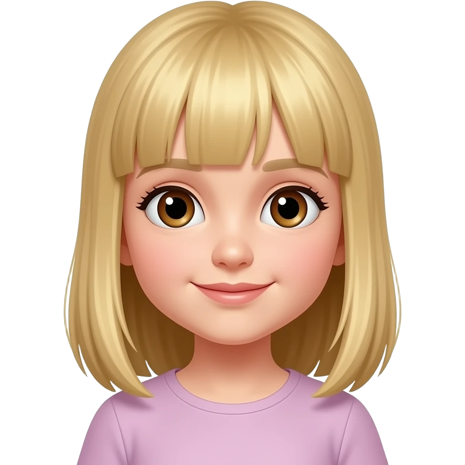 Niña pequeña pelo rubio liso y ojos marrones emoji