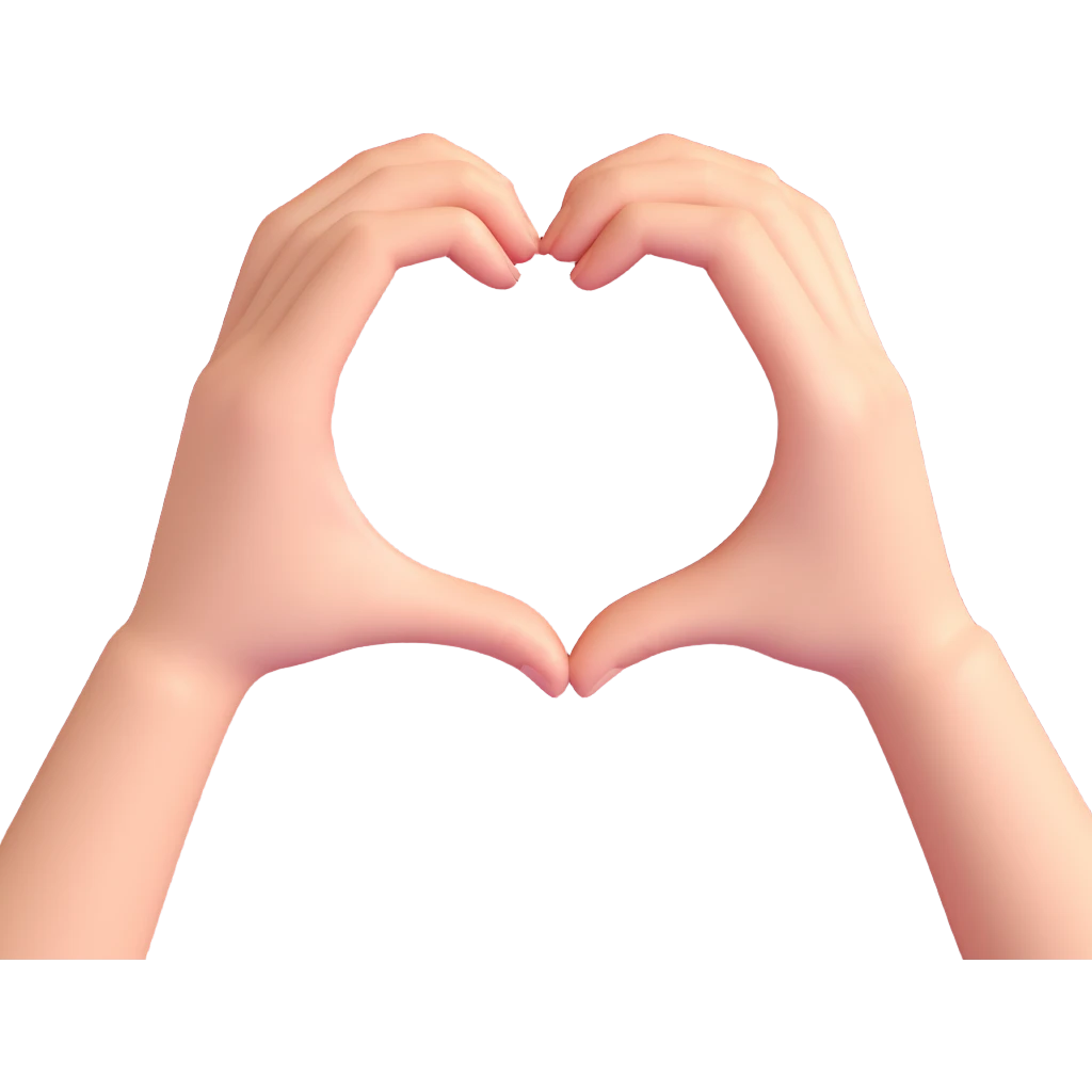 heart hands icon, hands forming a heart, smooth and rounded, shiny finish emoji