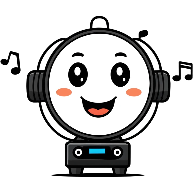 adorable speaker character playing music with happy expression emoji
