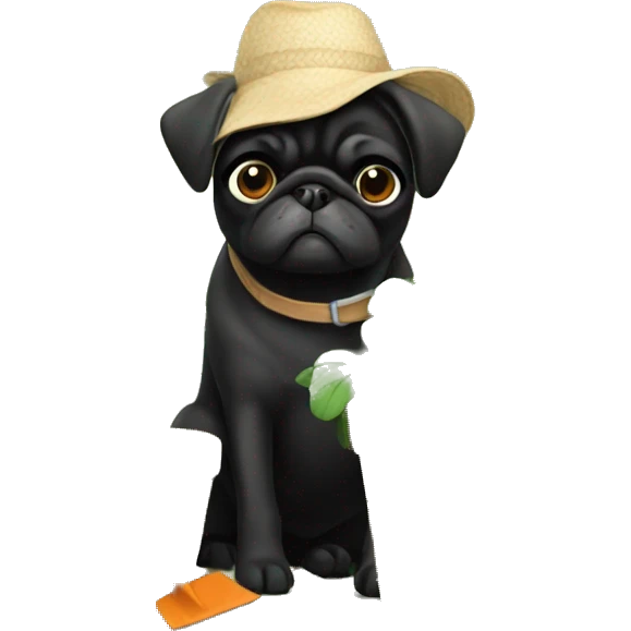 Black pug gardening emoji