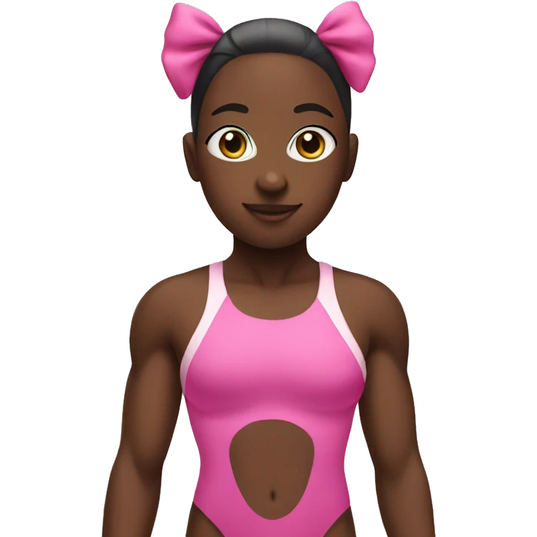 black swimmer with pink swimsuit and bow  emoji