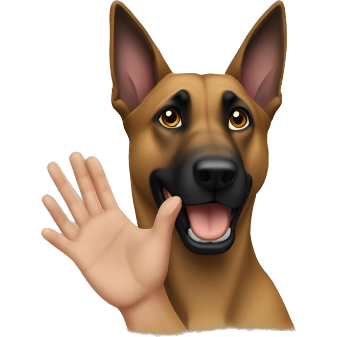 malinois se cache avec ses mains emoji
