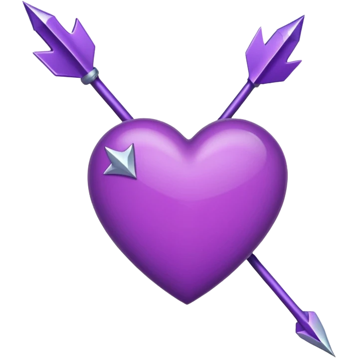 purple heart pierced by an arrow, iPhone emoji style, different angle emoji