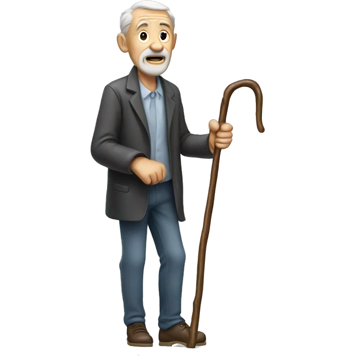 Old man with walking stick  emoji