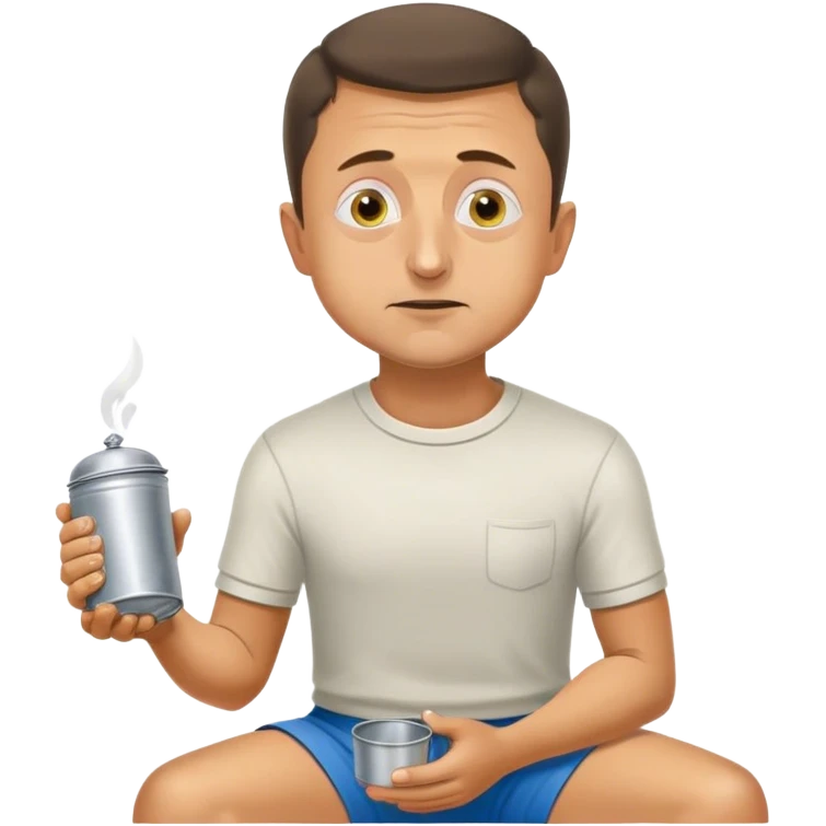 Volodymyr Zelenskyy on his knees with a tin cup begging for money  emoji