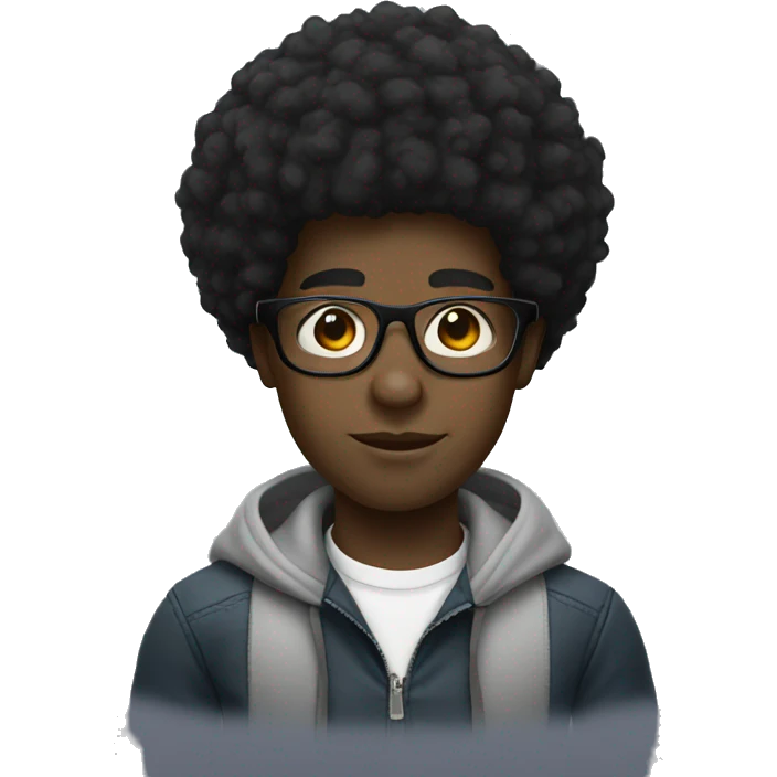Black boy with Afro and glasses emoji