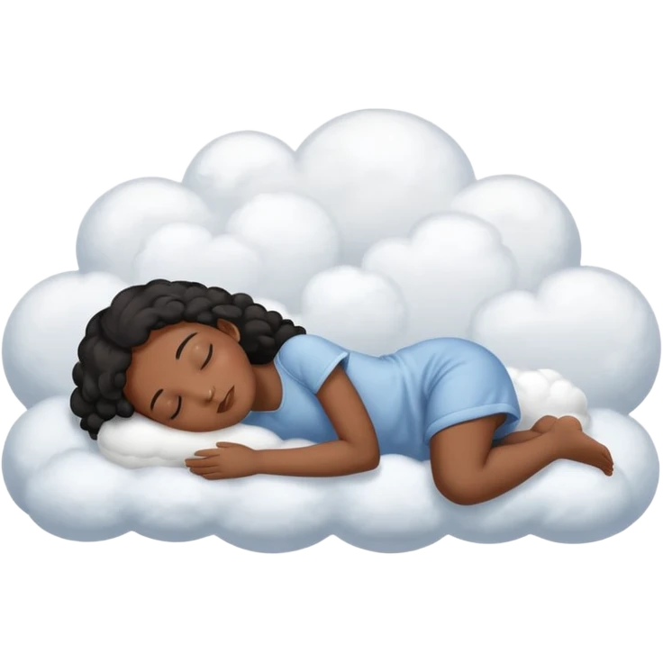 Black girl sleeping on clouds emoji