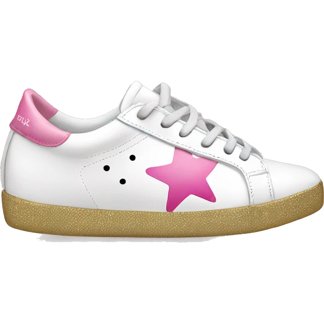 Golden goose sneakers, white with pink star emoji