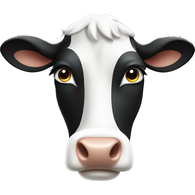 black and white cow in deep thought emoji