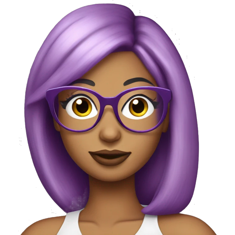 Nikki Minaj wearing glasses purple hair emoji